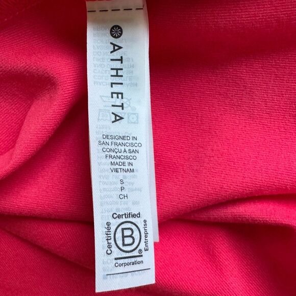 ATHLETA Shanti Scoop Neck 3/4 Sleeve Peasant Top Knit Stretch Pink Red Small - Picture 9 of 10